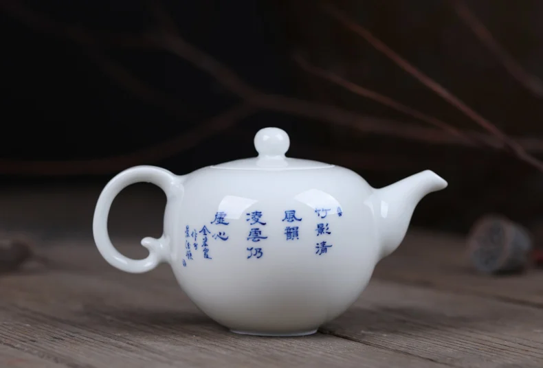 Changwuju Jinhdezhen чайник JinHongxia ручная роспись синий и белый заварочный чайник ручной работы чайная посуда с цветком-птица китайская живопись тонкая манера письма