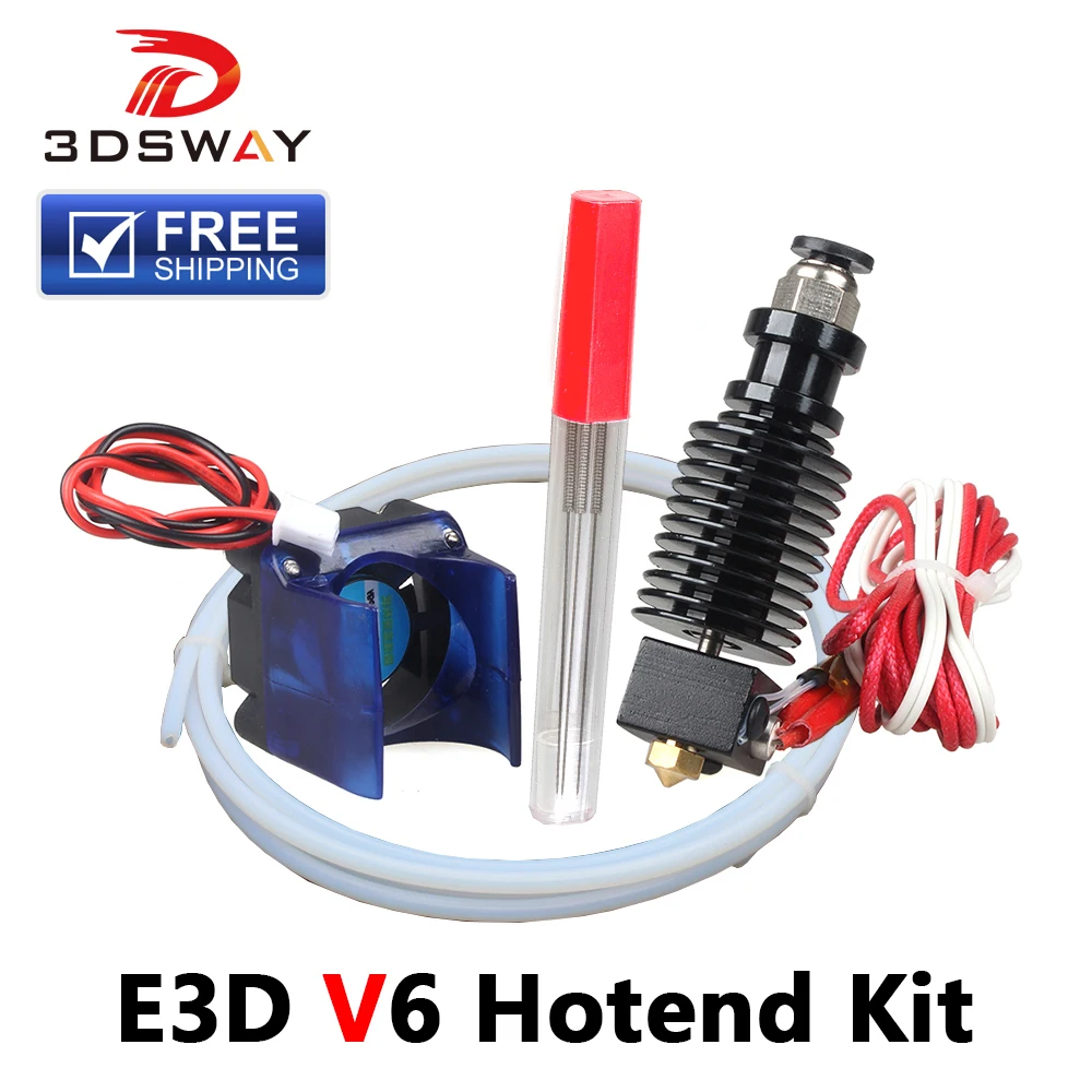 3 комплекта/партия DSWAY 3D-принтеры Запчасти hotend e3d v6 набор 0,4/1,75 мм 12V 24V с охлаждающим вентилятором тефлоновая трубка J-head дистанционный экструдер