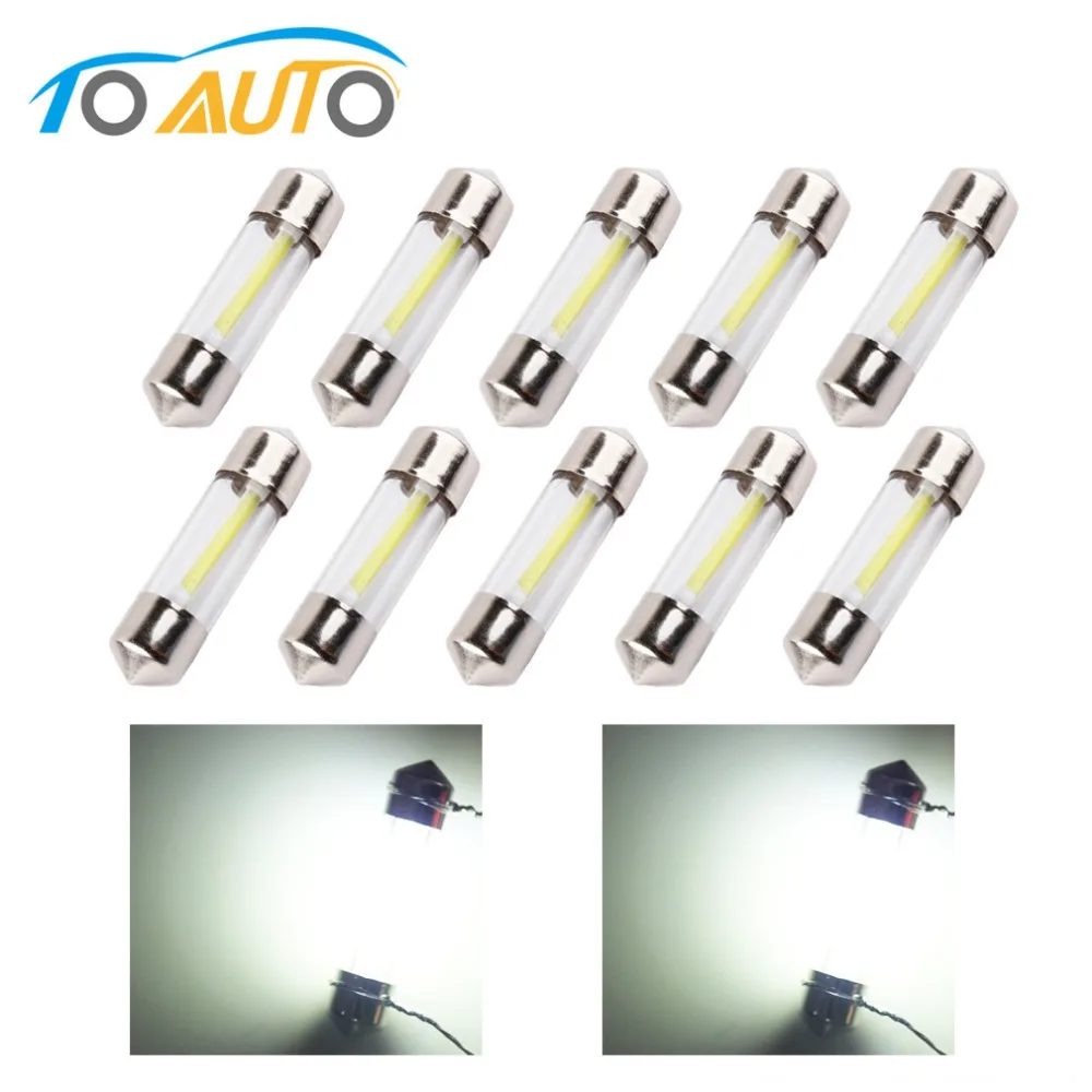 

10pcs C5W COB Led Bulbs Festoon 31mm 36mm 39mm 41mm Car Interior Glass Lens Dome Reading Light Source 12V White Double Tip Lamp