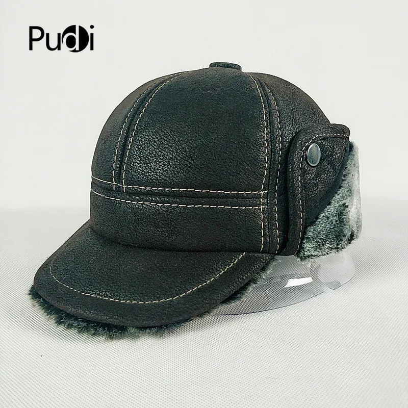 Бейсболка Pudi из натуральной кожи Мужская зимняя брендовая НОВАЯ шапка коровьей