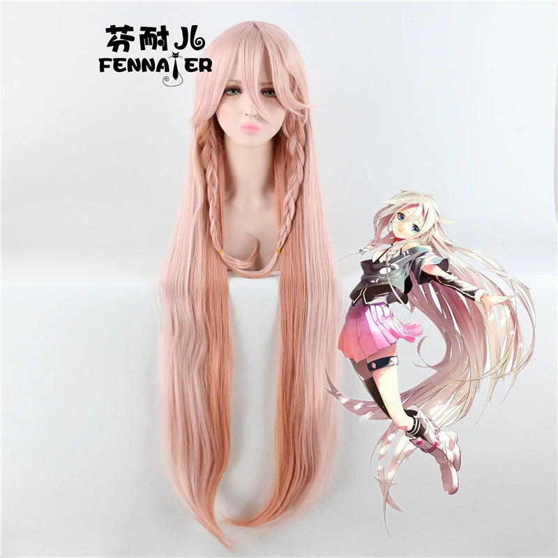 110 см/4" Женский VOCALOID3 Library IA косплей парик IA розовые длинные волосы с косами парик костюмы