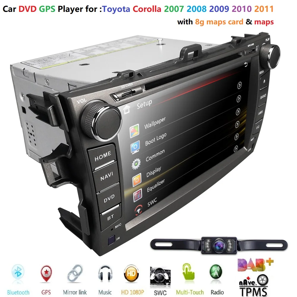8 &quotдля Toyota Corolla 2007 2010 2DIN автомобильный стерео стереосистема с GPS dvd проигрыватель