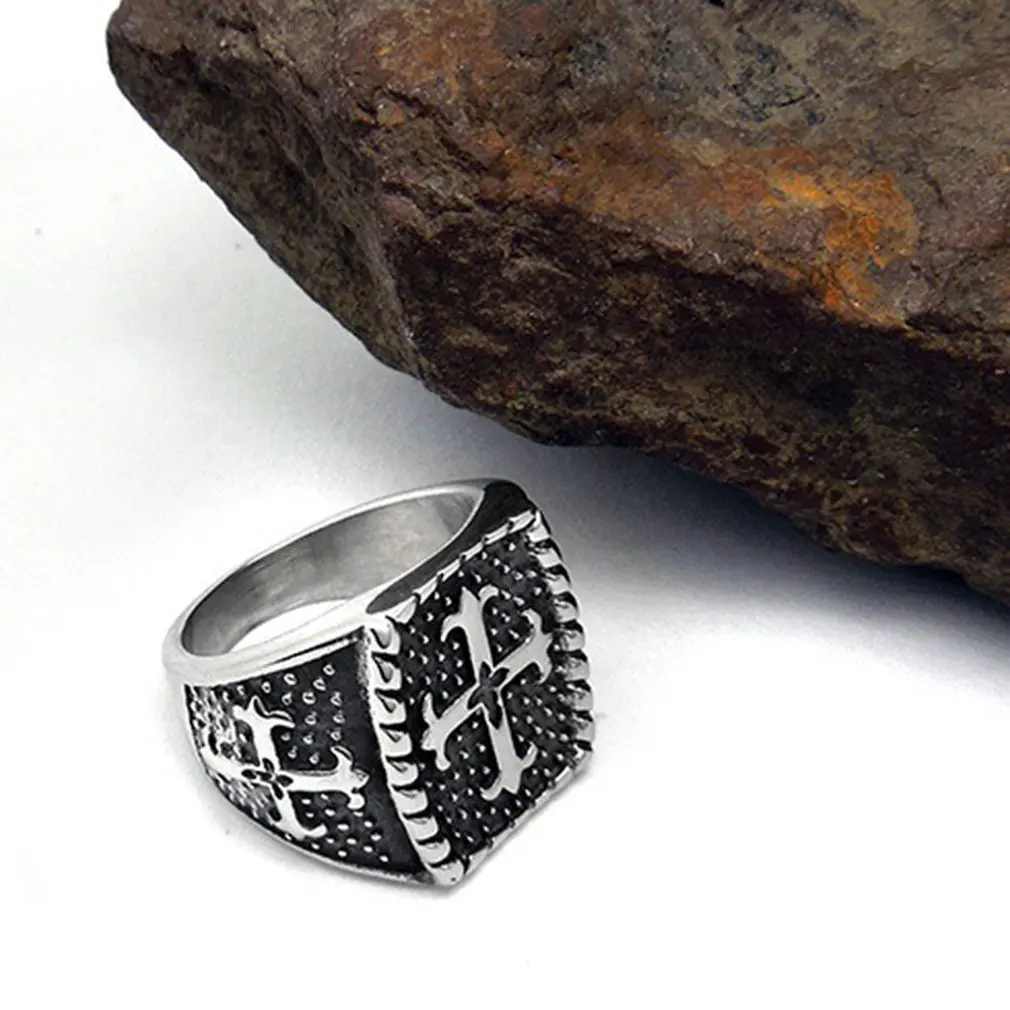 Новое винтажное персонализированное Винтажное кольцо с крестом из титановой