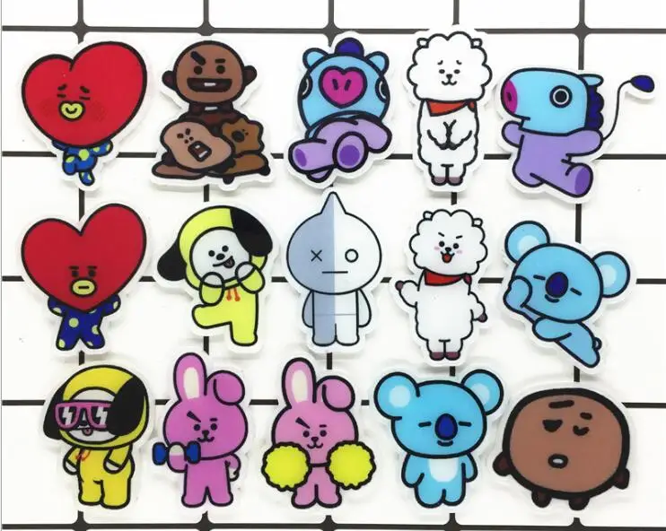 Новая партия 50 шт. креативный мультфильм BTS BT21 Милая акриловая нашивка ювелирные