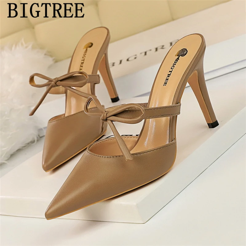 Туфли без пяток на высоких каблуках Пикантные элегантные туфли каблуке Сезон