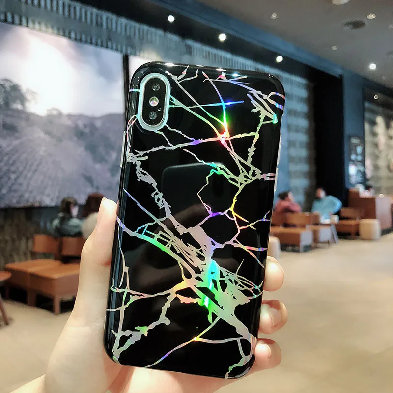 Luxury Laser Plating Marble Pattern Solf TPU Silicone Full Protect Case Back Cover Phone For iPhone 6 6S 7 8 Plus X 10 Cases |