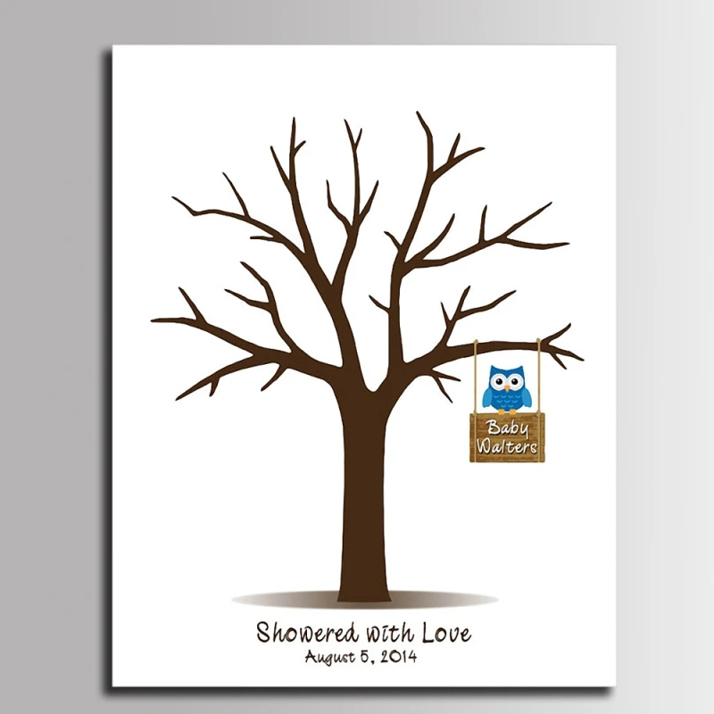 Картина на холсте с рисунком Совы и отпечатком пальца|book book|book guestbook decoration |