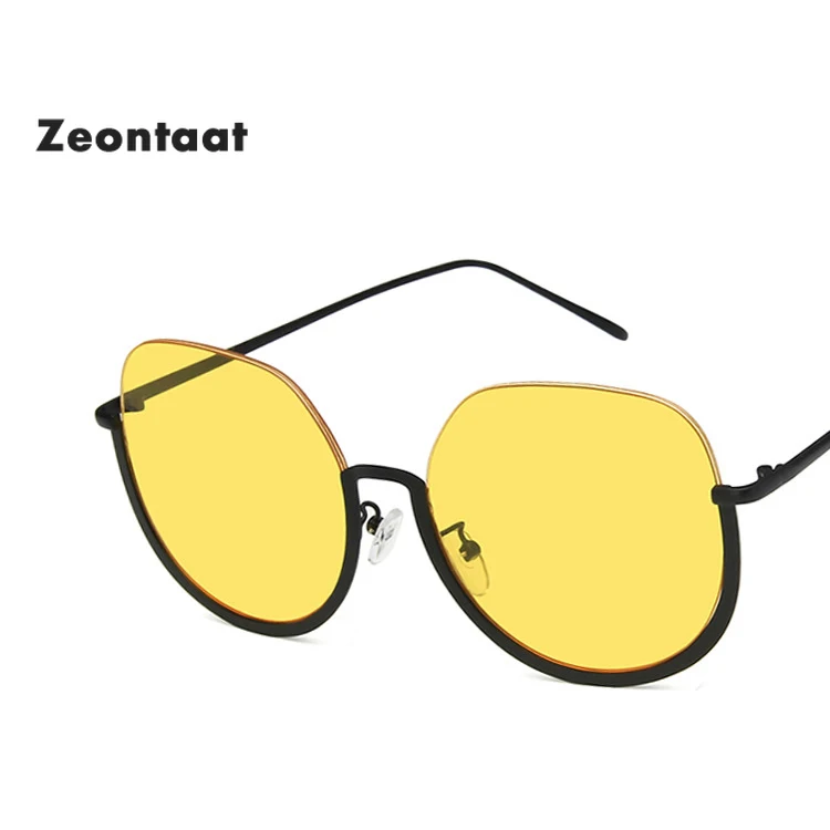 

Zeontaat Oversize Sunglasses Half Frame Luxury Brand Designer Sunglasses for Women Oval Shades Women Fashion Retro Sunglasses