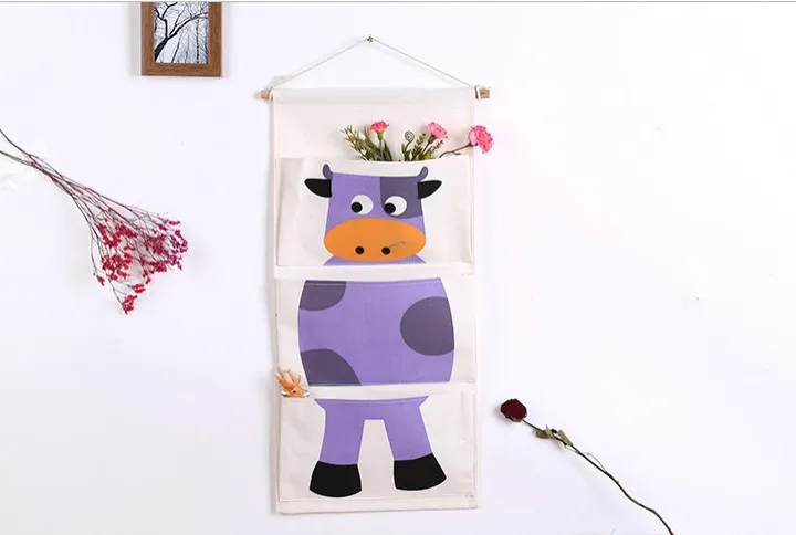 Purple XUNZHE 1 шт., креативная мультяшная сумка для хранения животных, 3 кармана, ювелирная одежда, гаджет, органайзер для дома, настенная дверь, шкаф, подвесная сумка - Цвет: Purple