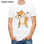 VagaryTees, забавная футболка, Мужская модная футболка Dabbing Shiba Inu, белая футболка с мультяшной собакой, топы для собак и его мячей, хипстер
