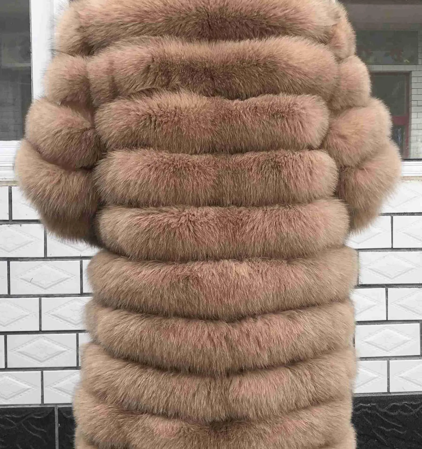 Light khaki Жилет из лисьего меха, женская зимняя модная жилетка из искусственного лисьего меха, женские теплые пальто из искусственного лисьего меха, женские пальто - Цвет: Light khaki