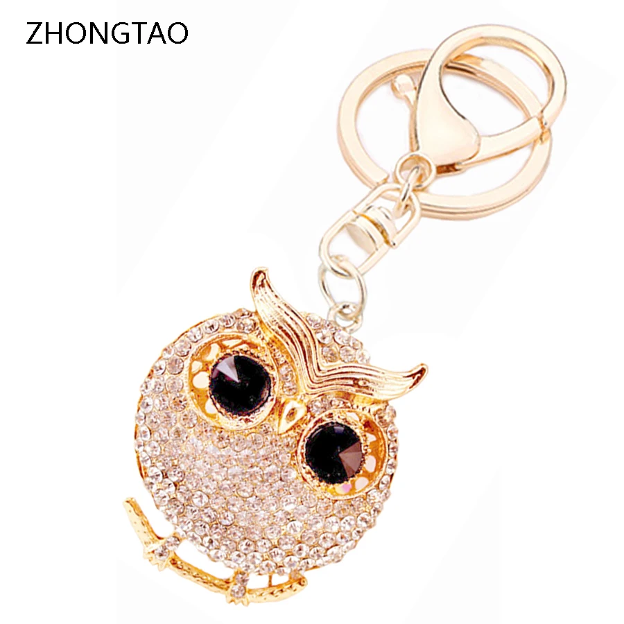Chaveiro! Роскошный брелок с подвеской в виде совы кристаллами кольцо держатель