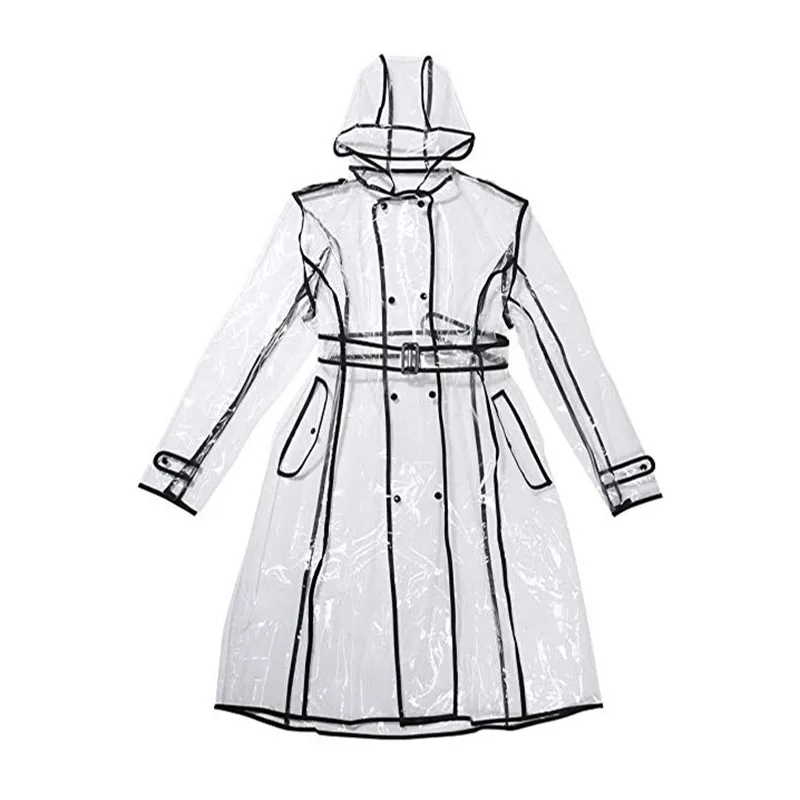 Тренч Женский прозрачный длинный с капюшоном из ЭВА | Дом и сад
