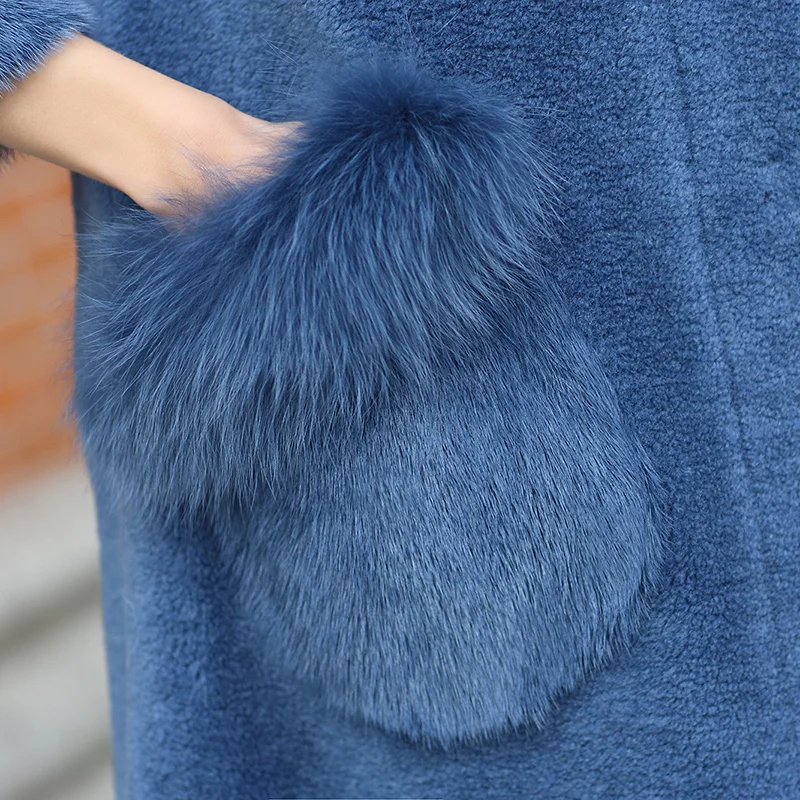 AYUNSUE Для женщин стрижки овец пальто натуральным мехом шерсть шуба для с