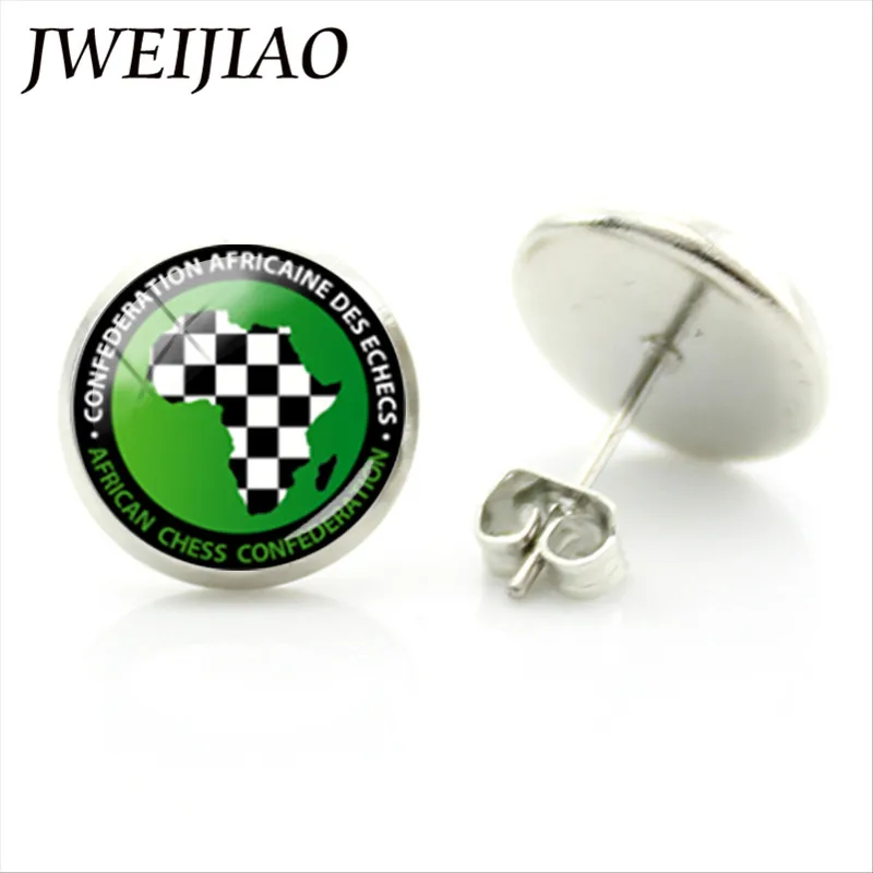 JWEIJIAO Fashion I Love Chess Earrings Knight Castle Stud Earring Personality International Lovers Ear CH15 | Украшения и