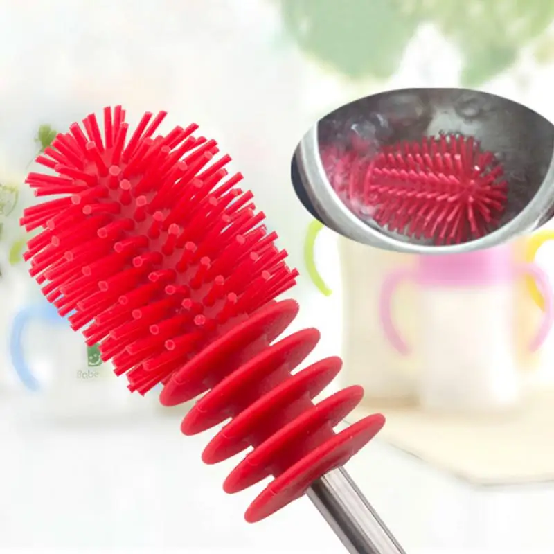 New For Washing Cleaning Rotary Handle Long Handle Scrubbing Feeding-bottle Brush