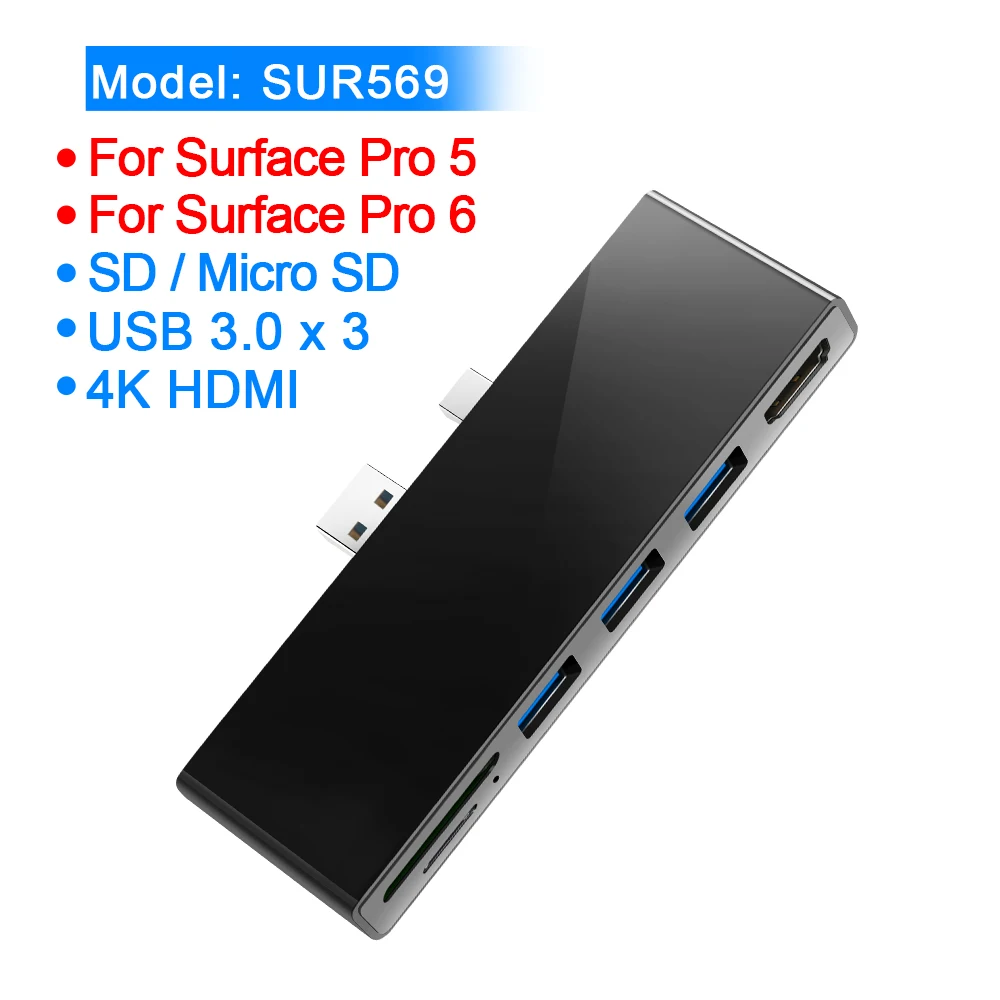 SUR569 Rocketek usb 3,0 кард-ридер концентратор 4K HDMI 1000 Мбит/с гигабитный Ethernet адаптер для SD/TF micro SD microsoft Surface Pro 3/4/5/6 - Цвет: SUR569