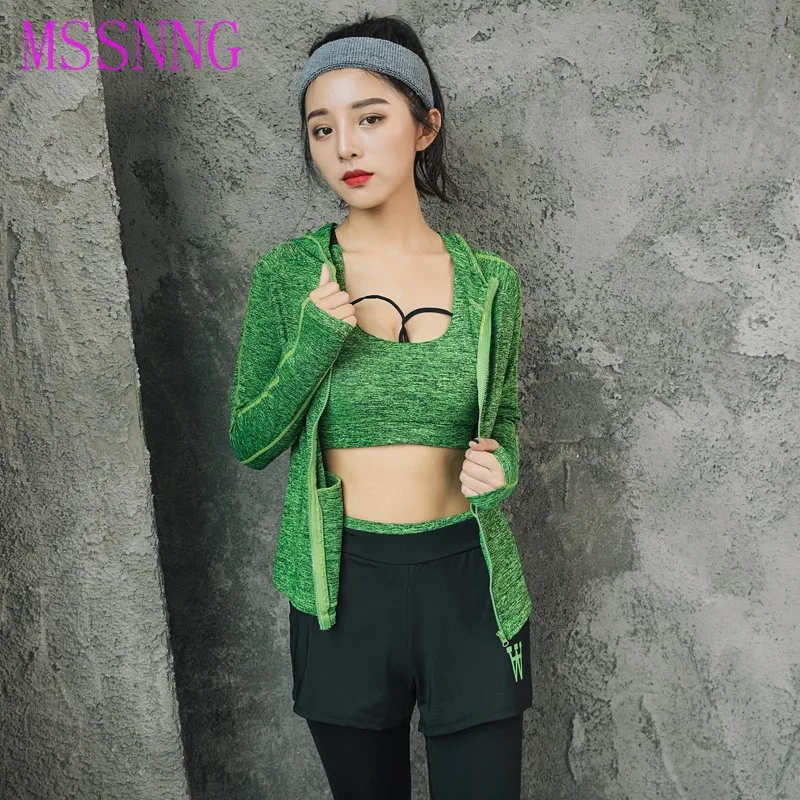 MSSNNG 4 Pieces Summer High Quality Yoga Sets Ropa Deportiva Mujer Gym Fitness Clothing Sports Wear for Women Running Suits |