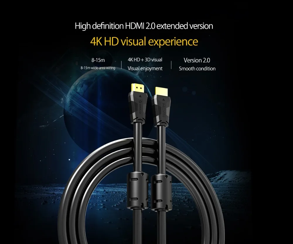 Кабель ORICO HDMI к HDMI от AM к Am 1080 P 4 K 3D HDMI2.0 кабель с магнитной петлей для ПК ноутбук планшетный проектор 8 M 10 M 12 M 15 M