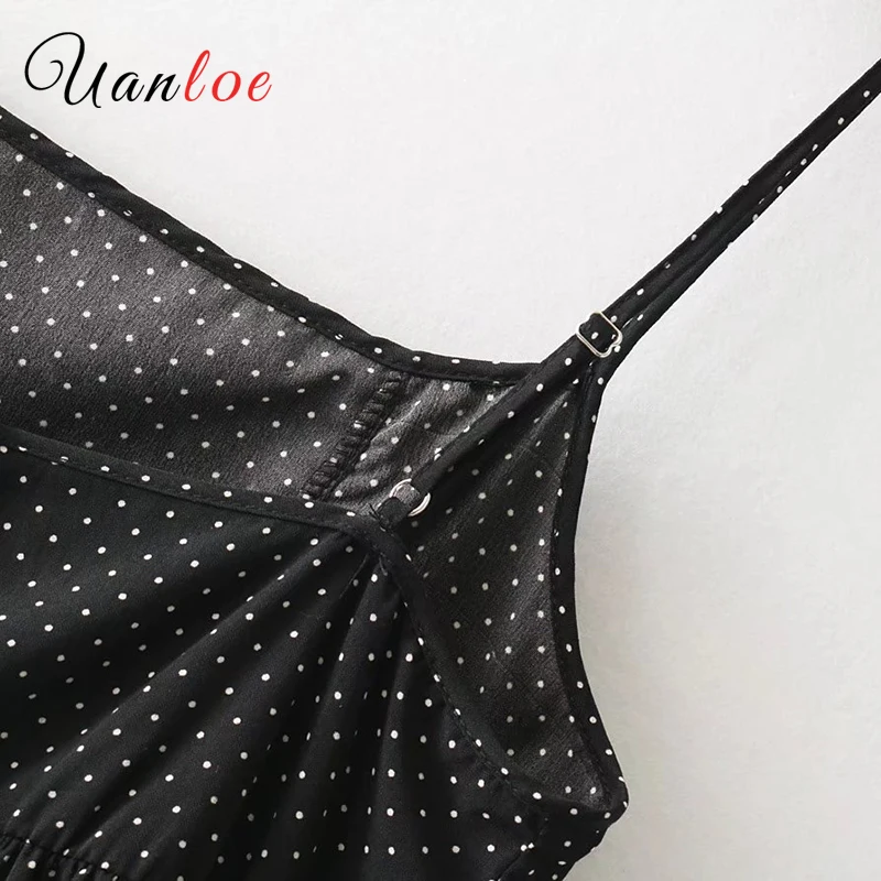 Для женщин Сладкий оборками горошек узор майки футболки без рукавов с открытой