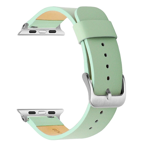Green S Импортный ремешок для часов из натуральной кожи для iWatch Apple Watch Series 1 2 3 4 5 38 мм 40 мм 42 мм 44 мм браслет с стальной застежкой - Цвет ремешка: Green S
