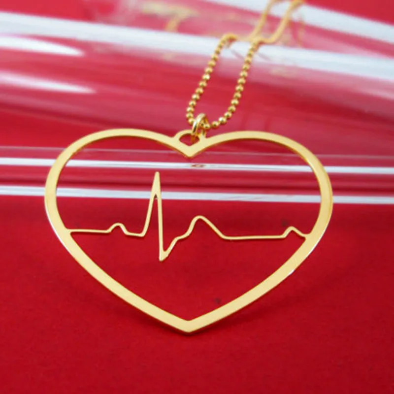 

Drop Shipping Heart Beat Necklace Heart rhythm EKG Valentines Day Silver Plated Chain For Women Pendant Fashion jewelry