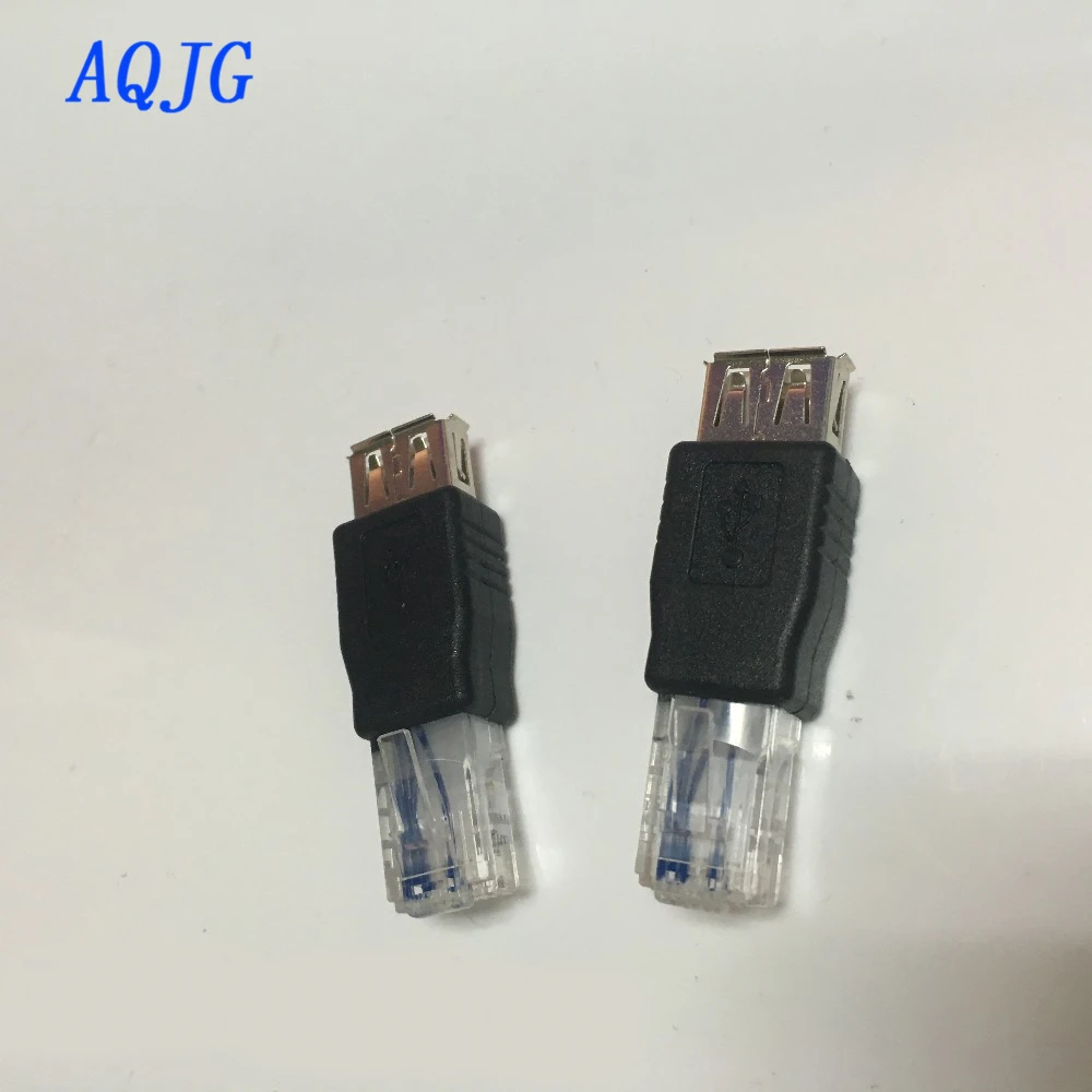 PC Crystal Head RJ45 Male to USB 2.0 AF A Female Adapter Connector Laptop LAN Network Cable Ethernet Converter Transverter Plug |