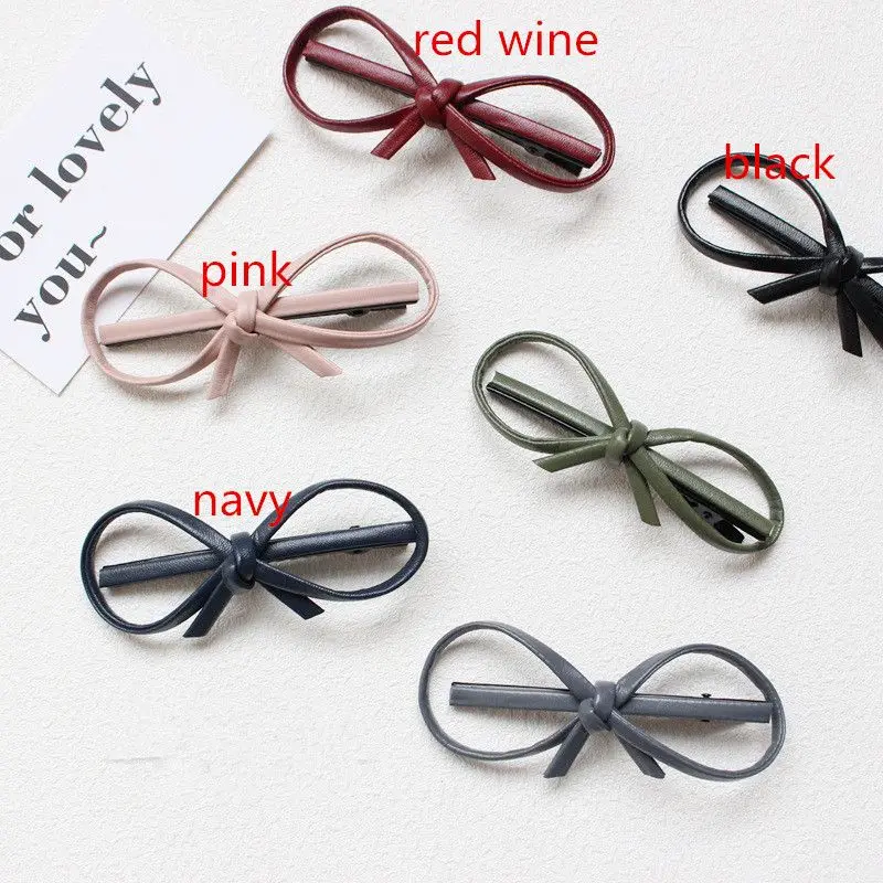 Новинка симпатичная женская заколка пряжка с бантом кожаная шпилька для волос