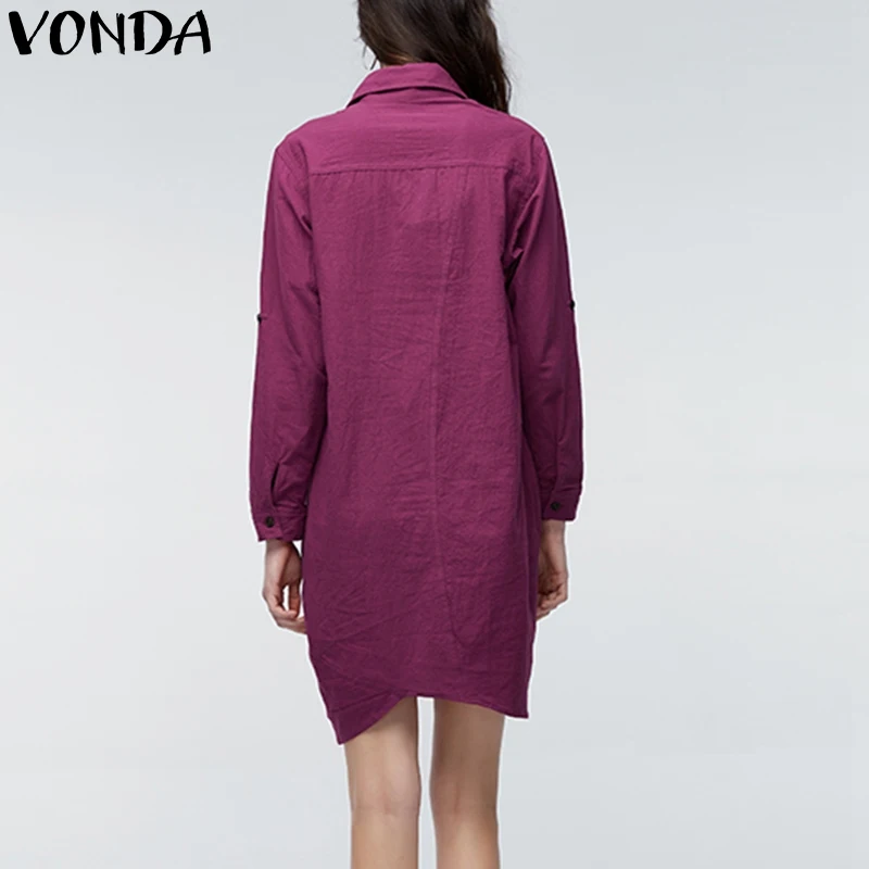 VONDA, Свободные Блузы для беременных, Одежда для беременных женщин,, длинный рукав, воротник с отворотом, рубашки, повседневные длинные топы размера плюс