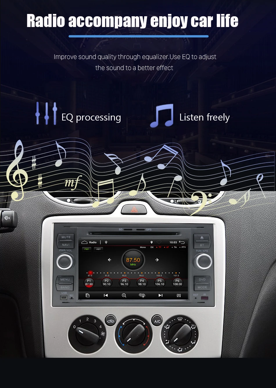 Eunavi Android 9,0 ips 2 Din автомобильный DVD для Ford Mondeo S-Max Focus C-MAX Galaxy Fiesta Transit Fusion мультимедийный плеер 2G+ 32G
