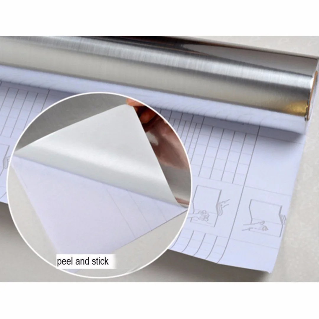 300 см матовая металлическая контактная бумага из нержавеющей стали серебряная