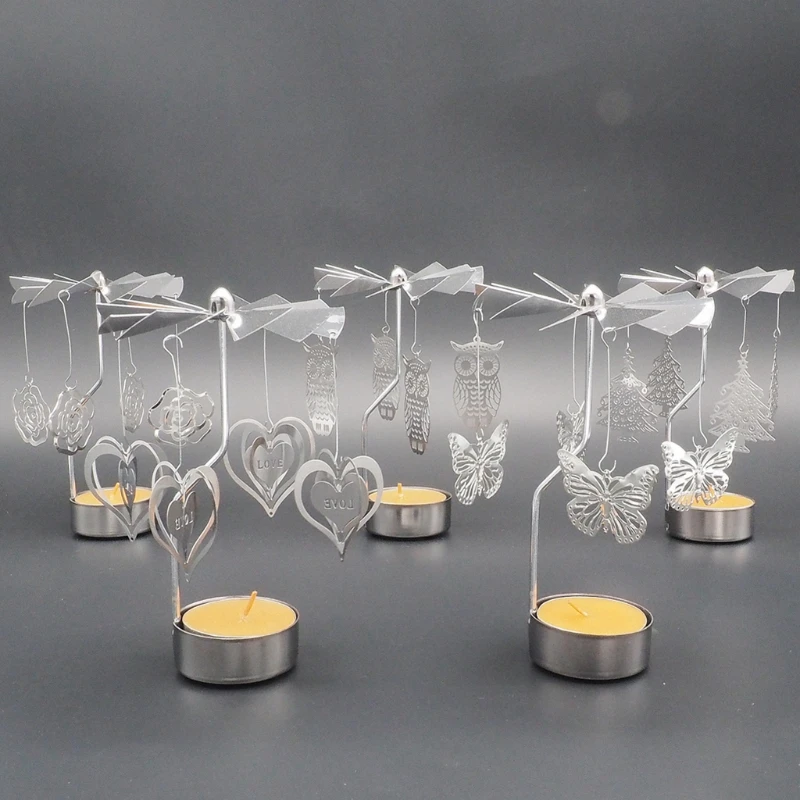Newest Rotary Spinning Tealight Candle Metal Tea Light Holder Carousel Home Gift | Дом и сад