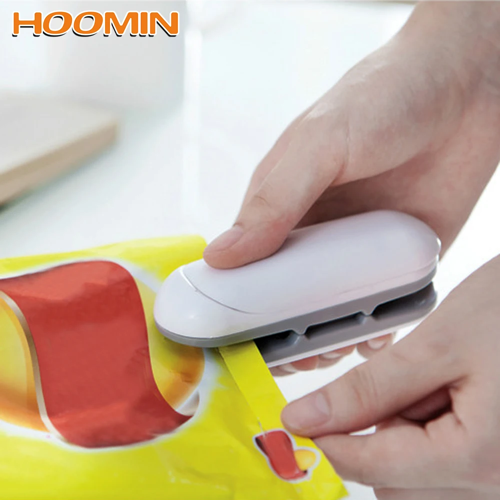 HOOMIN мини-герметик для пластиковых пакетов для закусок, посылка, упаковочные машины с вакуумным упаковщиком, портативный удобный уплотнительный зажим