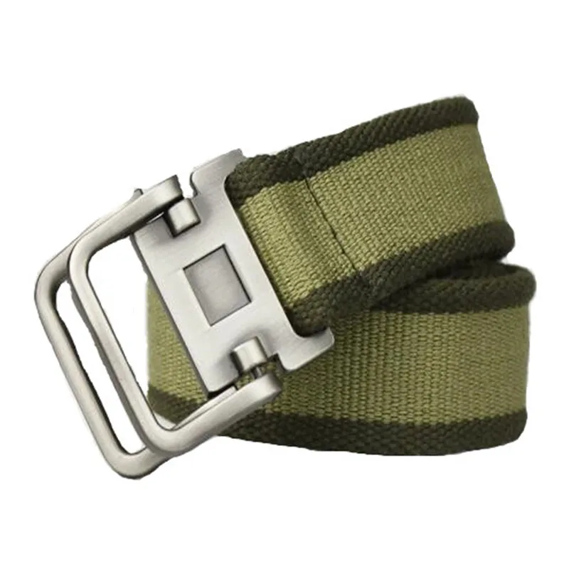 Мужской ремень с двойным кольцом и пряжкой утолщенный тканевый пояс для военных