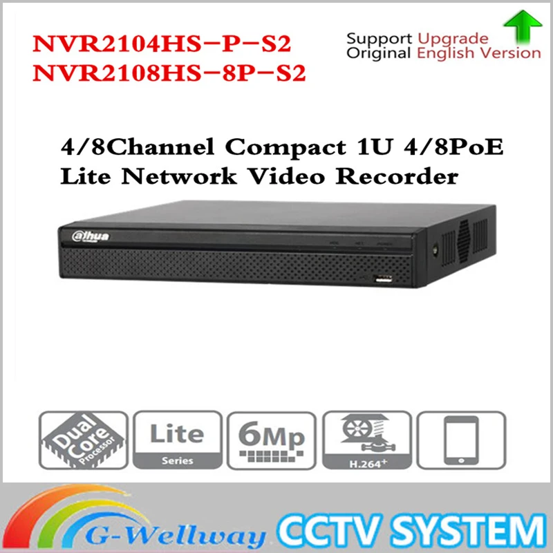 Оригинальный NVR2104HS P S2 4/8 NVR2108HS 8P канала POE NVR 1U сети видео регистраторы Full HD 6MP