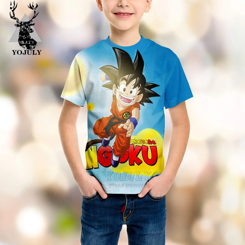 10 YOJULY/Детская Повседневная футболка с 3D принтом аниме, драконий жемчуг, каваи, Гоку летняя футболка одежда для мальчиков и девочек C26 - Цвет: 10