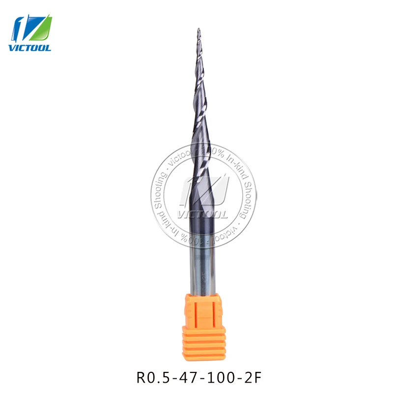

Концевая фреза R0.5 * D8 * 47 * 100L * 2F, фрезы из карбида вольфрама, сферический носовой Конусный, хвостовик 8 мм, инструменты для фрезерных станков с ЧПУ, 1 шт.