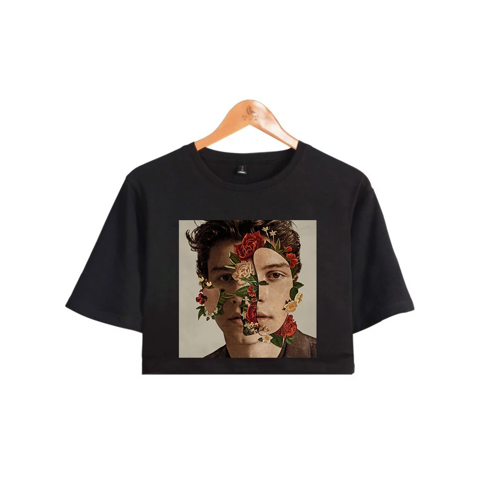 Кроп топы в стиле хип хоп с коротким рукавом футболка Shawn Mendes Harajuku женская и