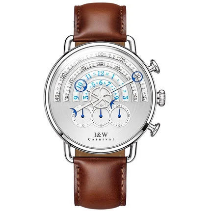 brown Карнавальные IW 8816G новые стильные мужские часы с хронографом кварцевые наручные часы - Цвет: brown
