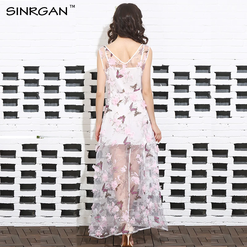 SINRGAN Женская мода Богемные платья Свободное платье для вышивания Бабочка