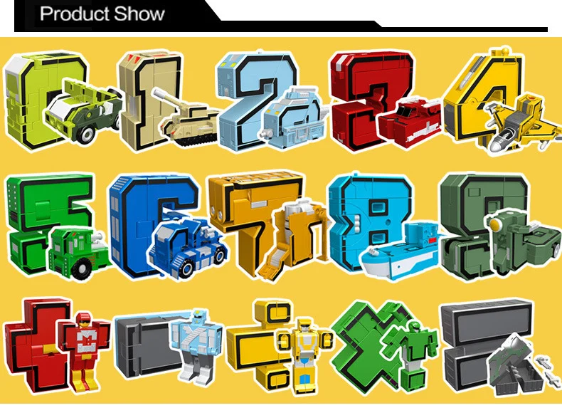 Строительные блоки в сборе сделай сам 15 шт./компл. цифры-трансформеры