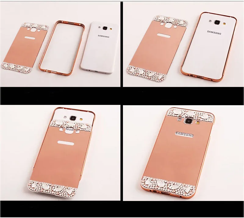Блестящий чехол с металлическим каркасом + PC блестящий зеркалом для Samsung Galaxy A5 A7