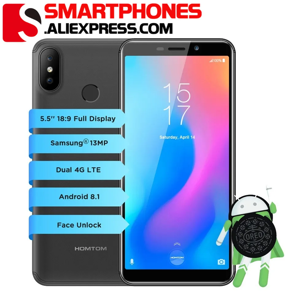HOMTOM C2 смартфон с 5 дюймовым дисплеем ОЗУ 2 Гб ПЗУ 16 Android 8 1 13 МП|Смартфоны| |