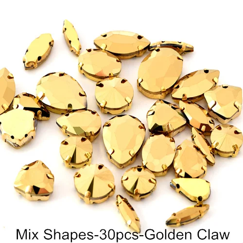 Mix Shapes Gold Шахта золото микс 11 форм пришить Стразы Золотой Коготь Установка стекло кристалл Высокое качество пришить коготь стразы для одежды B3791 - Цвет: Mix Shapes Gold