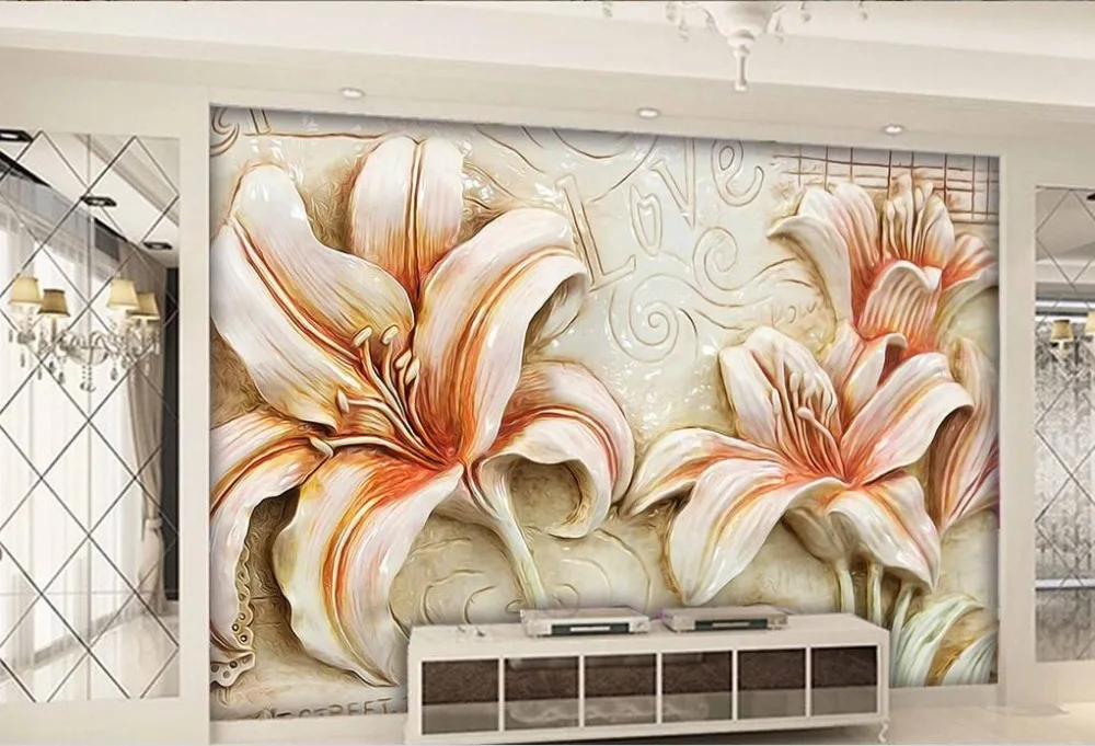 Stereoscopic 3d wallpaper European flowers relief Photo custom TV setting wall of sitting room sofa | Обустройство дома