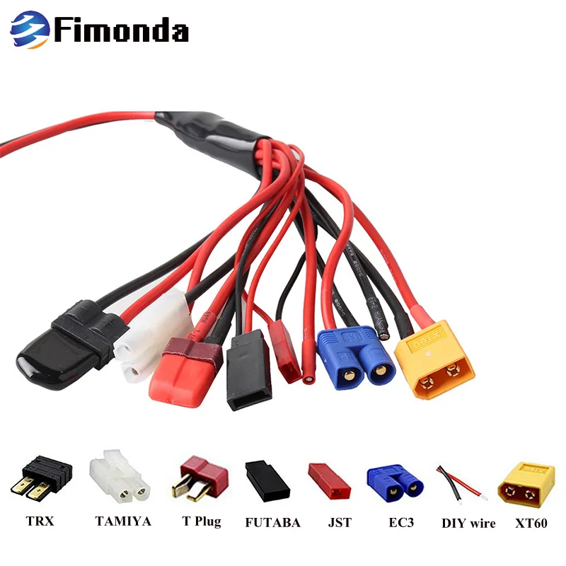 Набор проводов для зарядного устройства Fimonda 8 в 1 JST XT60 EC3 FUTABA TAMIYA T TRX SKYRC IMAX B6
