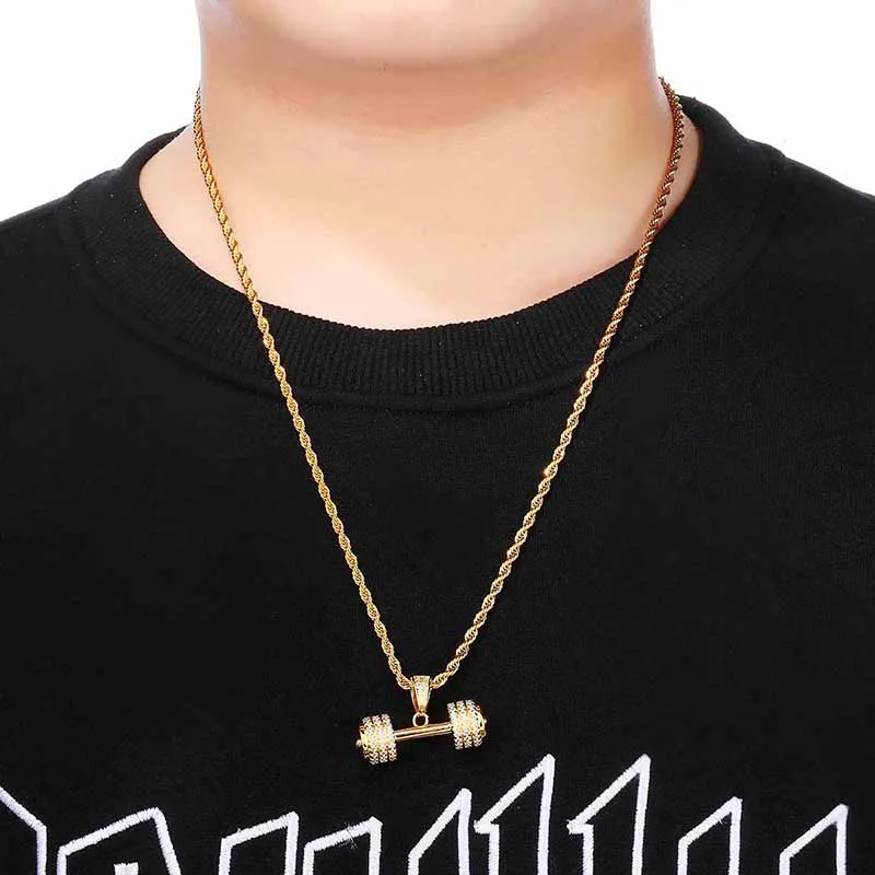 Шарм Bling Iced Out микро проложили кубический циркон кулон в форме гири для мужчин хип хоп ювелирные изделия подарок