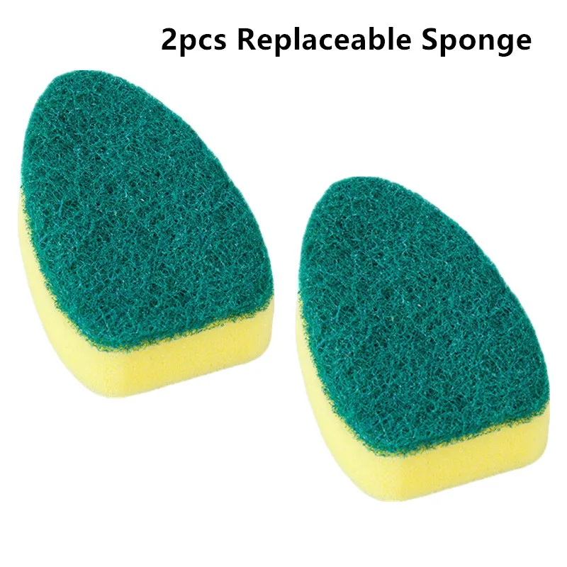 2pcs Sponge Head Губка сменная щетка для чистки с заправкой жидкой ручкой губка щетка диспенсер для мытья посуды Инструмент для домашнего мытья - Цвет: 2pcs Sponge Head