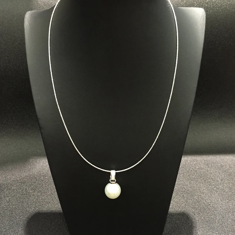 14 мм натуральный Южно-морской жемчуг кулон 18 к белое золото с бриллиантом