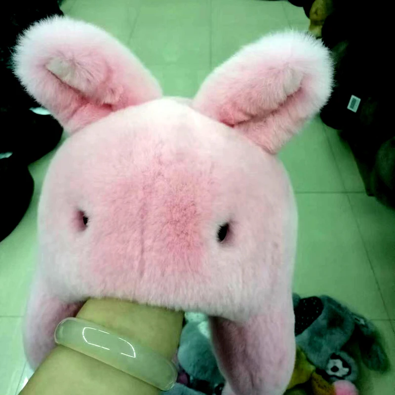 Меховая шапка с кроличьим мехом для девочек и мальчиков теплая меховая всей